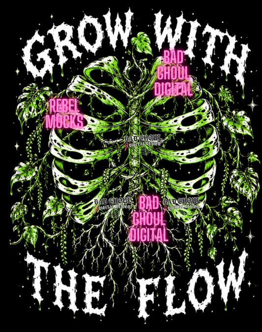 Grow with the flow| Black Fabric|PNG DOWNLOAD