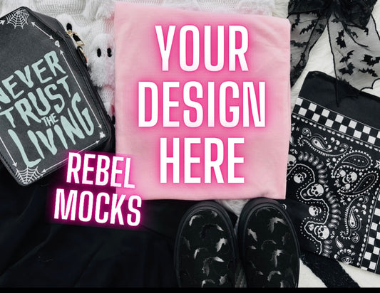 Light Pink Tee Edgy Alt Flat Lay Checkered Mock up