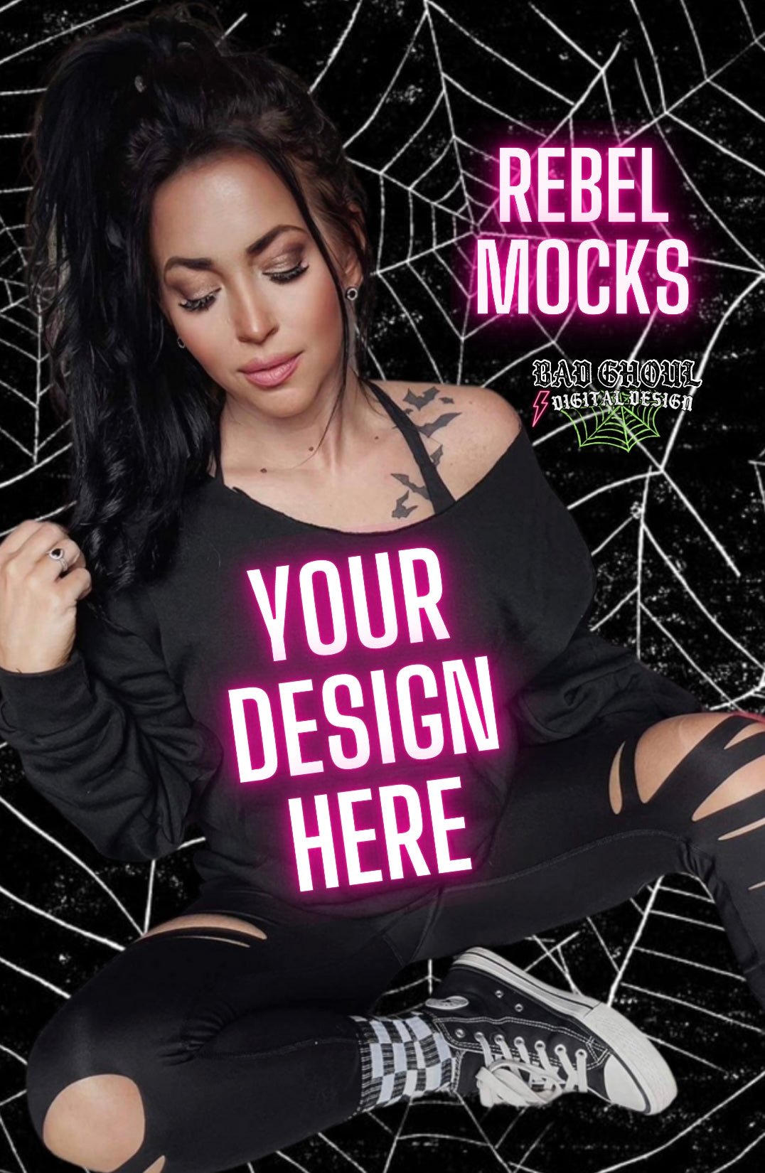 BUNDLE- 3- Spooky Vibes Off Shoulder IRL Model Mock Up TRENDING