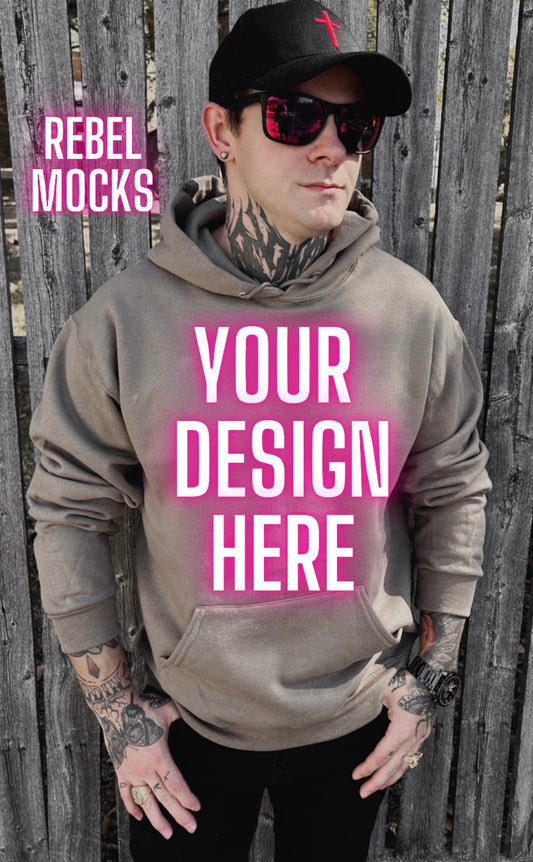 Mens Alt Style jerzee safari Hoodie Model Mock Up