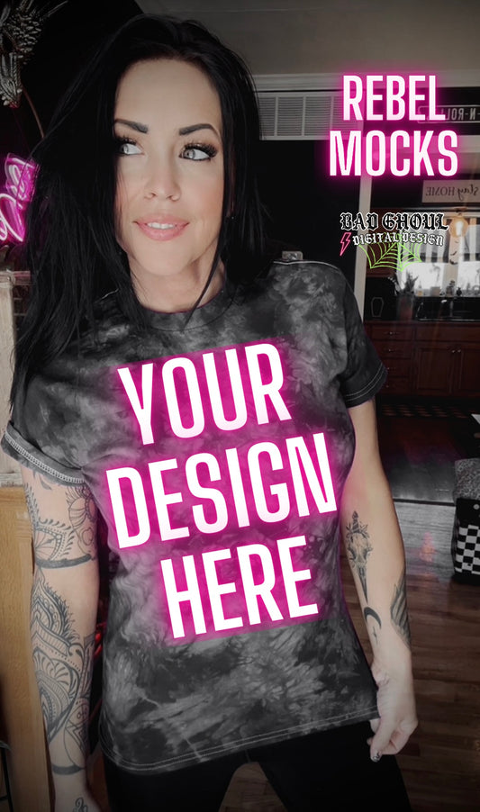 Alt Vibez Black and Gray Tie Dye Tee Trendy Model Mock Up