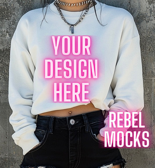 White Crew Neck Sweatshirt Alternative Model Mock Up