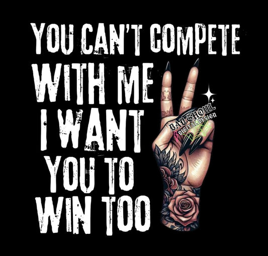 Cant Compete PNG Download black and white