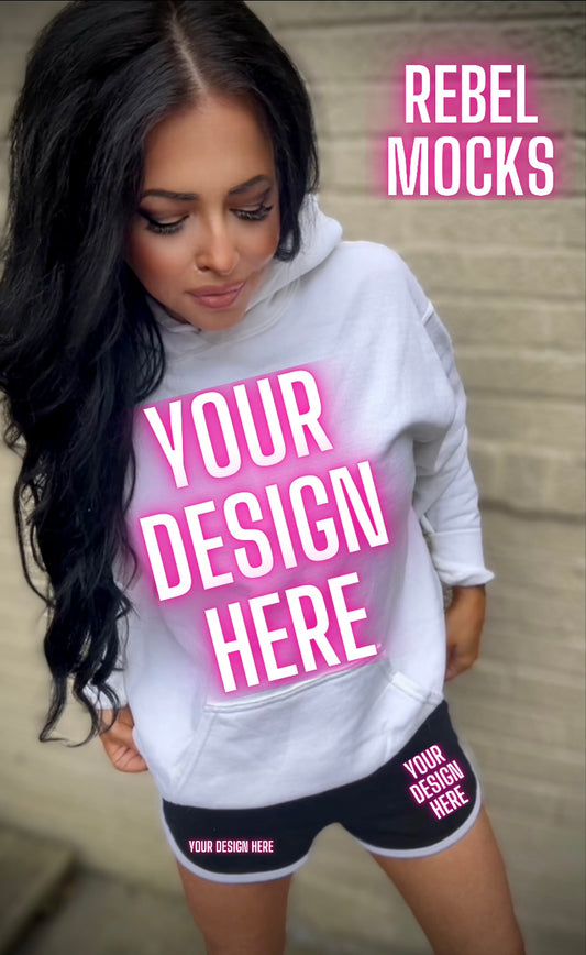 White Hoodie Sweatshirt Model Mock Up