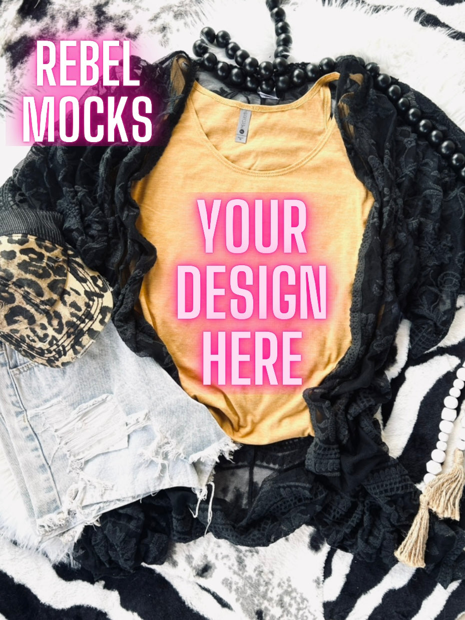VIBIN Next Level Antique Gold Flat Lay Mock UP