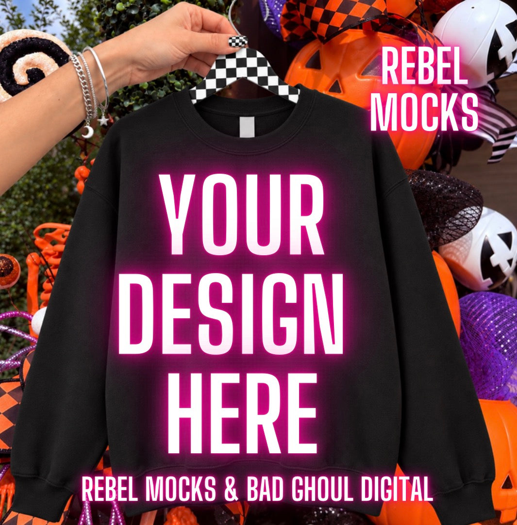 Black Crew Neck | Halloween | Edgy Alternative Mock Up