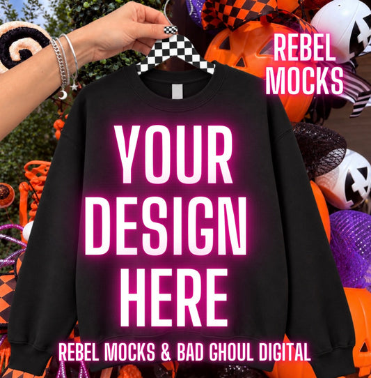 Black Crew Neck | Halloween | Edgy Alternative Mock Up