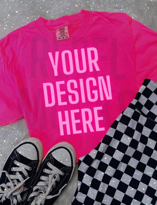 PINK Tee Shirt Flat Lay Mock Up Bling