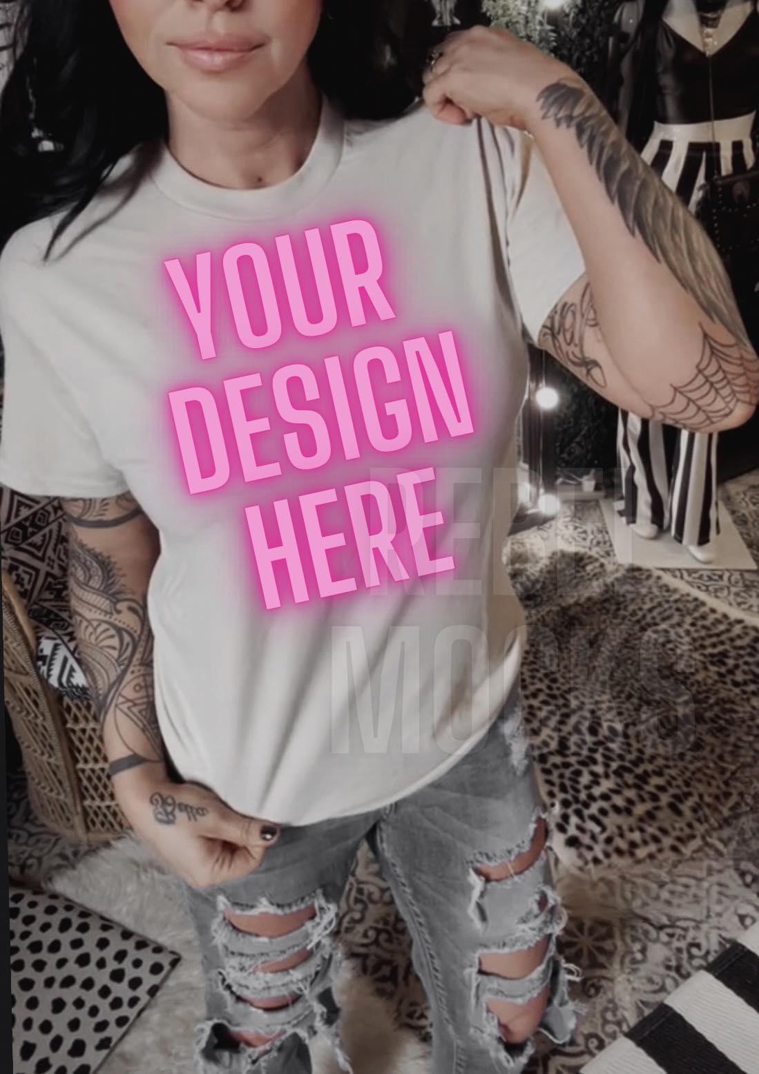 Sand Gildan Tee Shirt Model IRL Trendy Mock Up