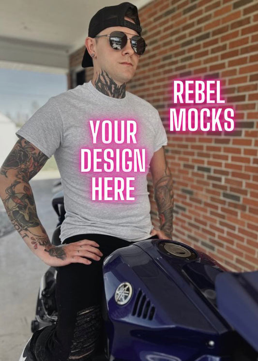 Mens Ash Tee Mock Up IRL Alternative Edgy tattoo