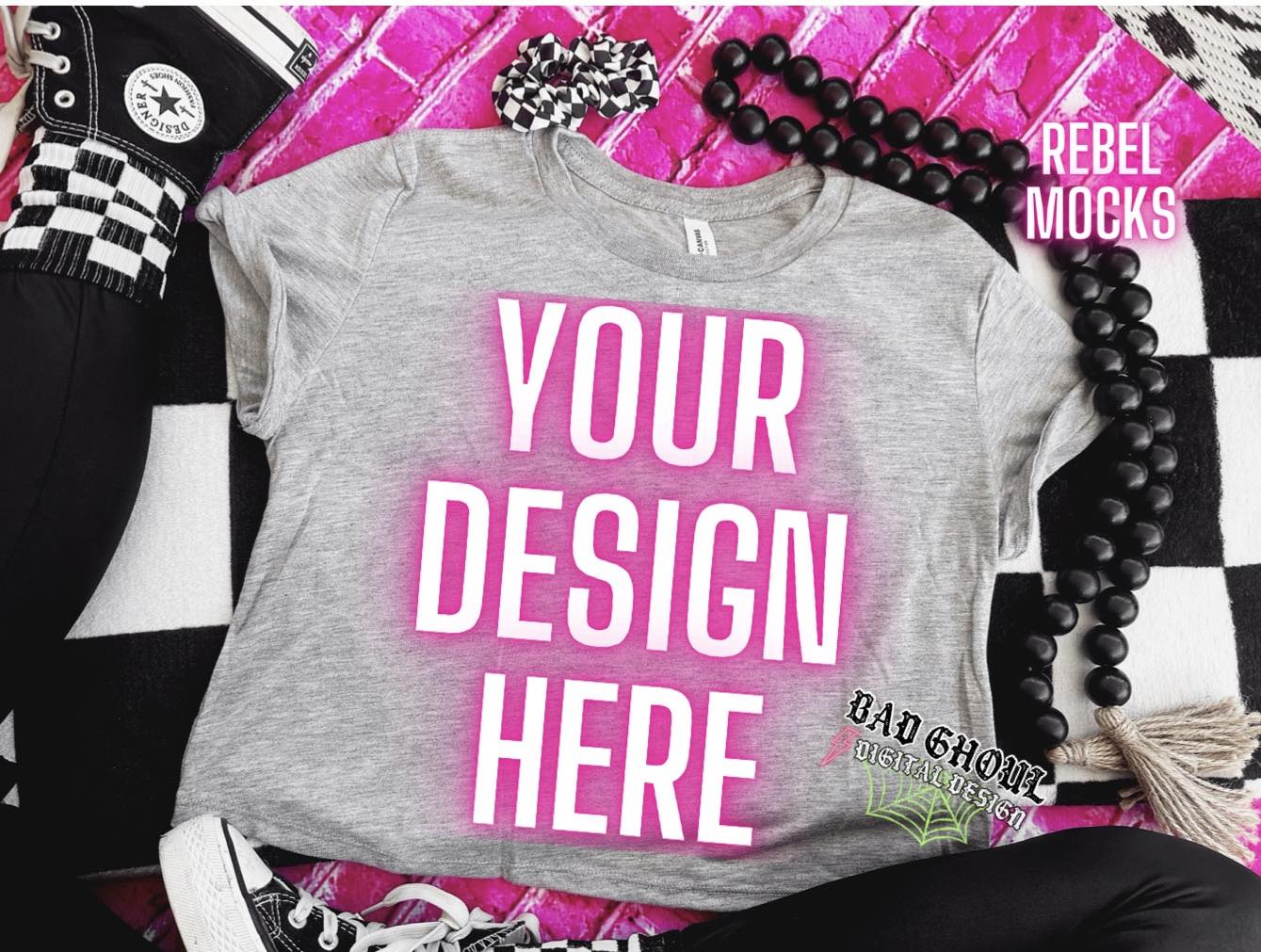 Gray Tee Crop Bella Canvas Flat Lay Mock Up Trendz