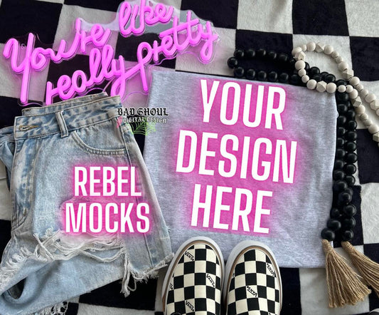 Ash Gildan Tee Flat Lay Mock Up Trendy Vibez