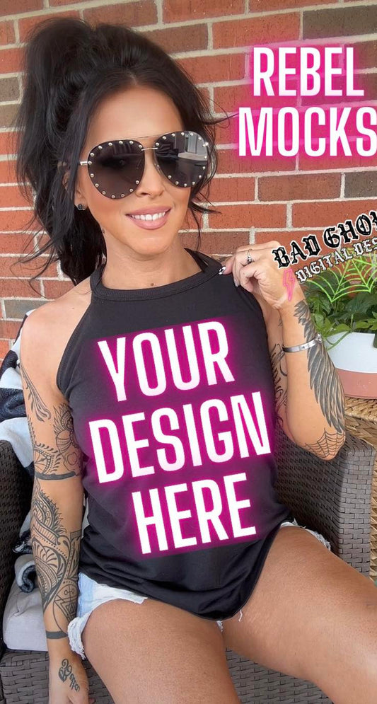 Black Tri Rocker Tank IRL Model Mock Mock Up TRENDING