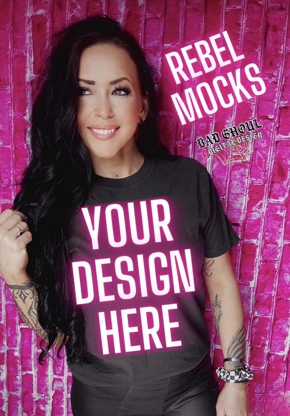 Black Tee IRL Model Mock Up Trendz
