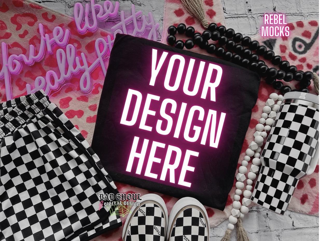 Black Flat Lay Mock Up Trendy Vibez