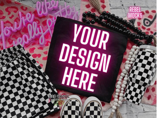 Black Flat Lay Mock Up Trendy Vibez