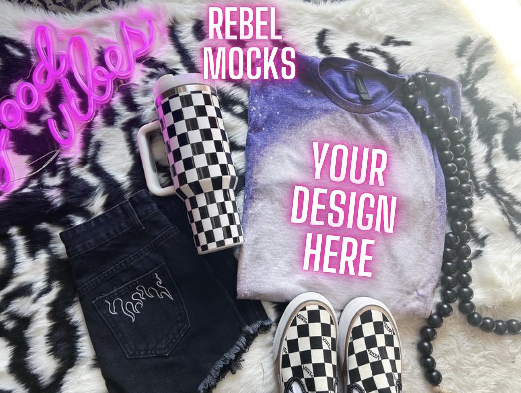 Gildan Softstyle Heather Purple Flat Lay Bleach Alternative Edgy Mock Up
