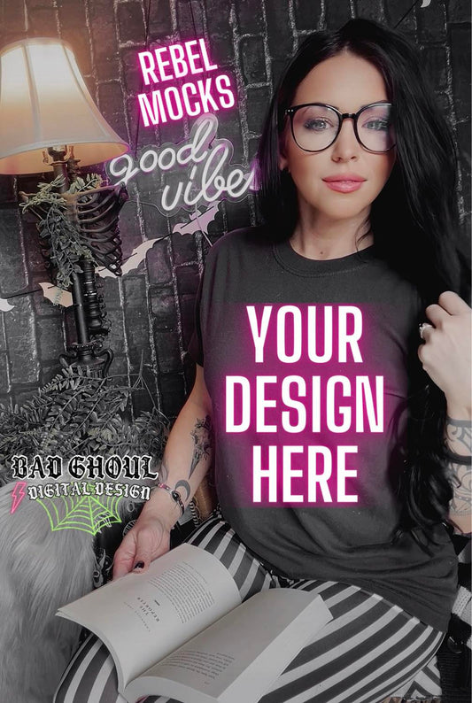 Model Mock Black Tee Bookish Alt Vibes Bundle 3 Mocks