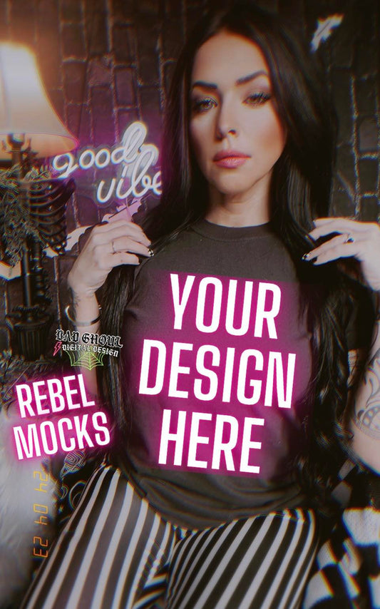 Model Mock Black Tee Bookish Alt Vibes Grunge Filter