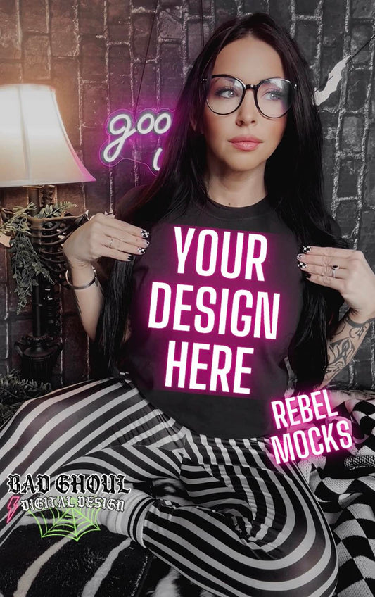 Model Mock Black Tee Bookish Vibes