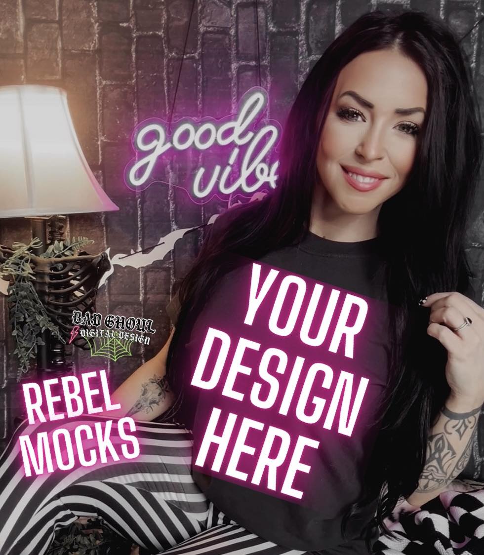 Model Mock Black Tee Bookish Alt Vibes Bundle 3 Mocks