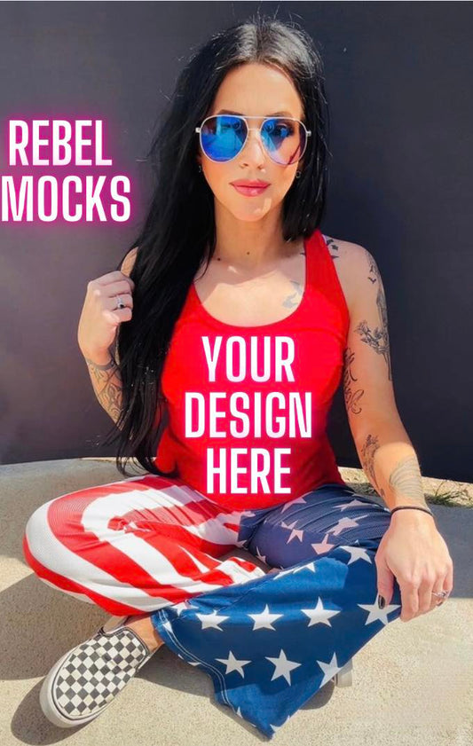Red White and Blue Tank  Mockup IRL