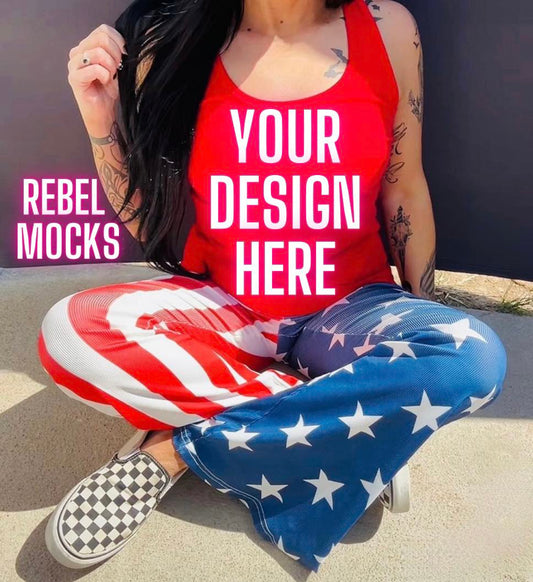 Red White and Blue Tank  Mockup IRL