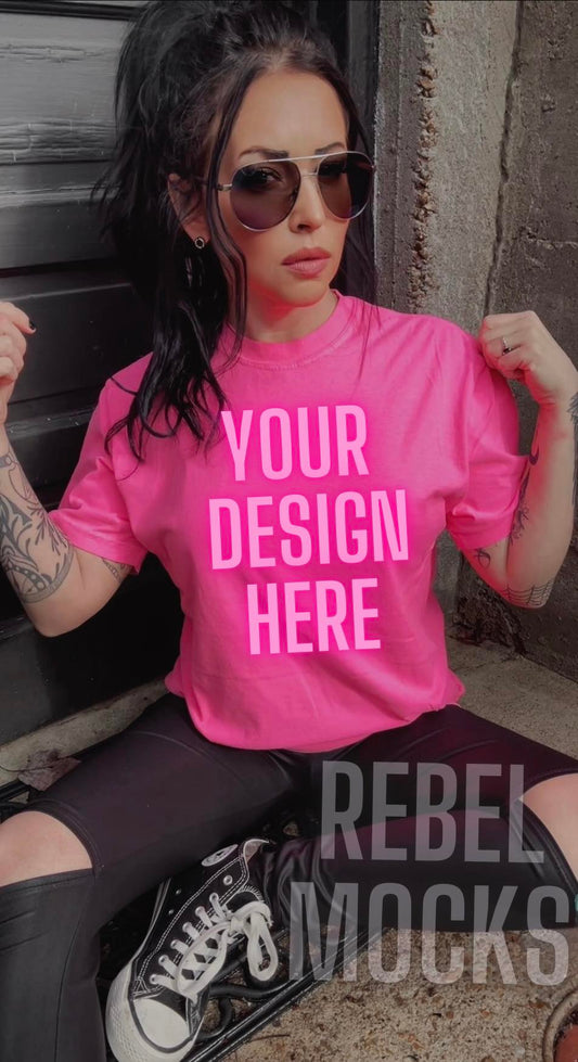 IRL MODEL MOCK Neon Pink Comfort Colors