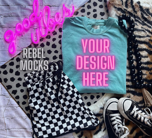 CC Chalky Mint Trendy Flat Lay Mock up