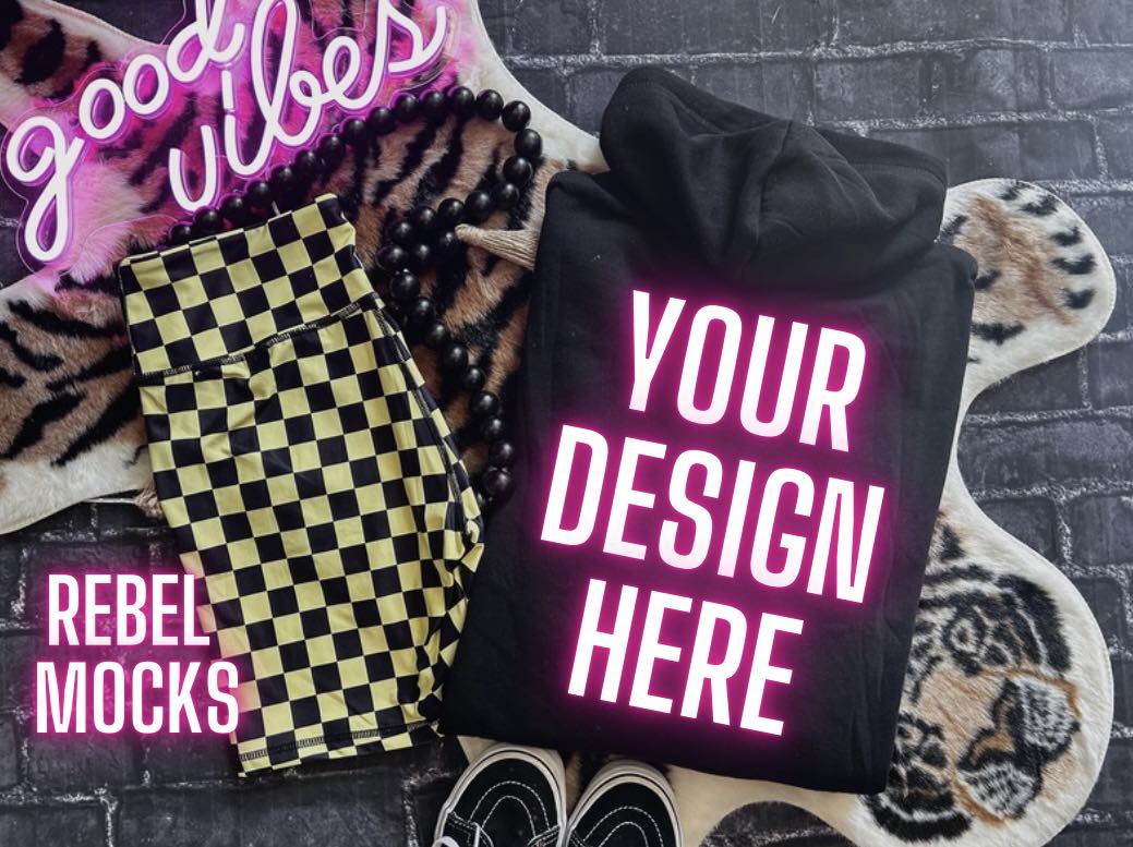 Black Hoodie BACK Mock - 2 MOCKS BUNDLE- Alternative Edgy Mock Up