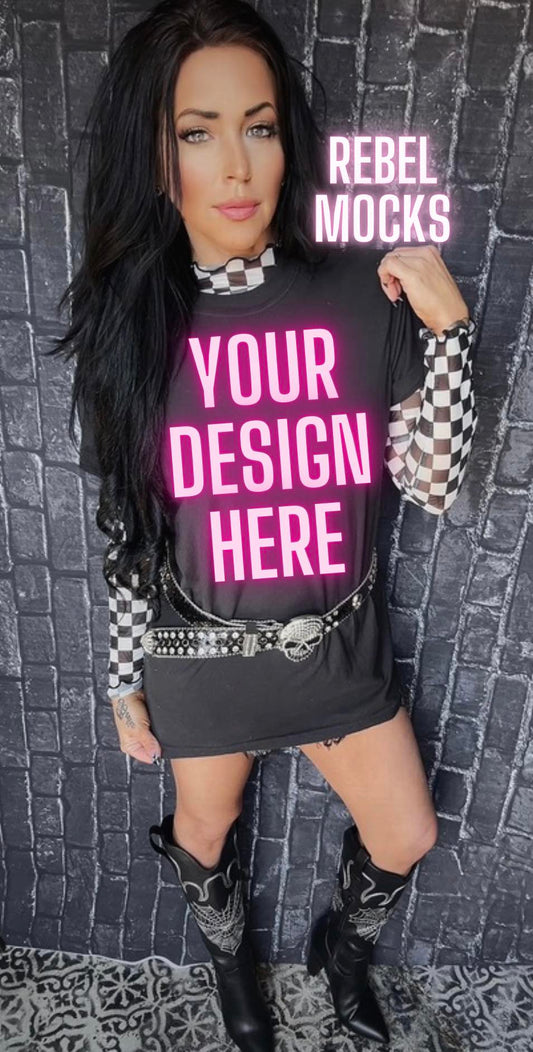 Checkered  EDGY IRL Black Tee Mock Up