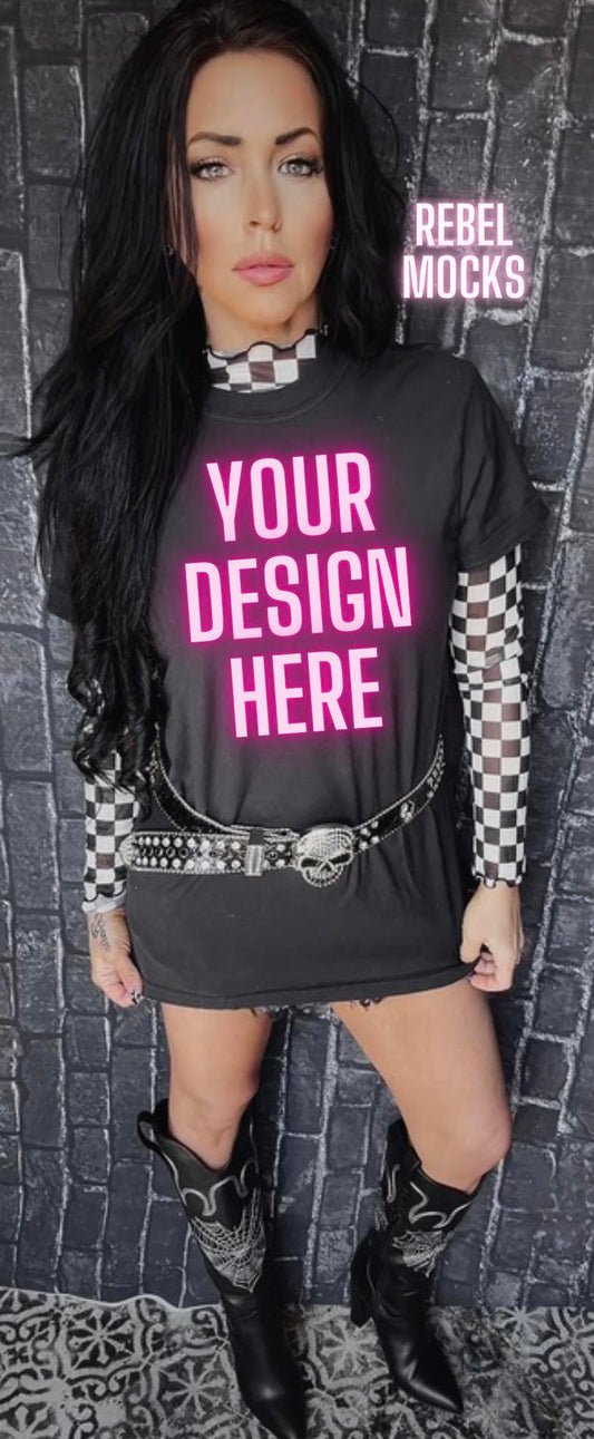 Bundle  Longsleeve Checkered  EDGY IRL Black Tee Mock Up 3 Mocks
