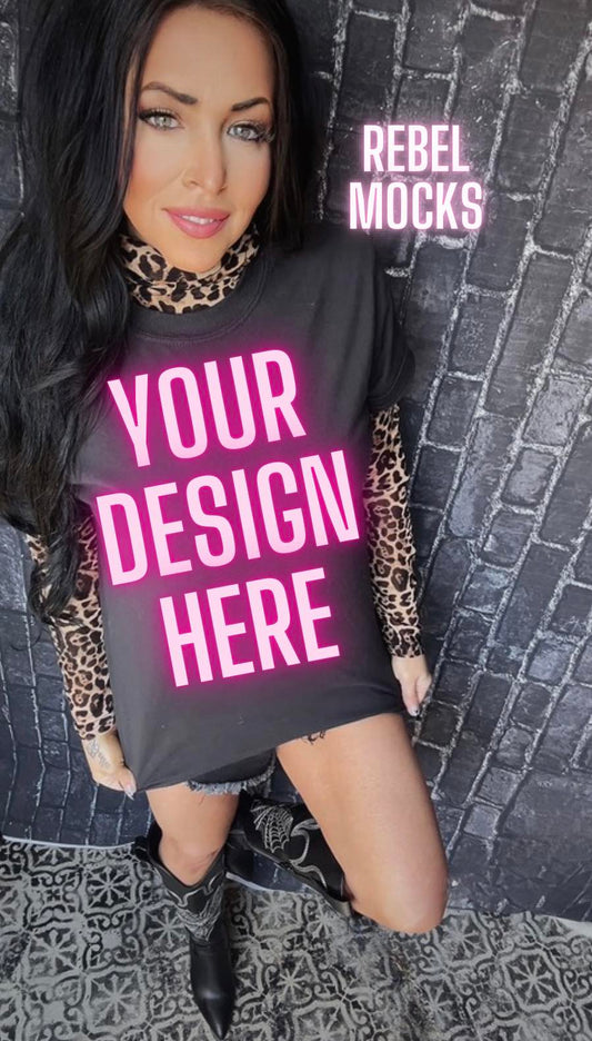 Longsleeve Cheetah EDGY IRL Black Tee Mock Up