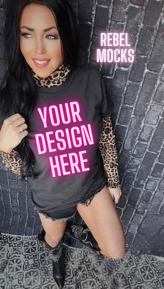Longsleeve Cheetah EDGY IRL Black Tee Mock Up