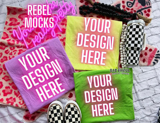 Neon Flat Lay Tank Trendy Vibez Flat Lay Mock up
