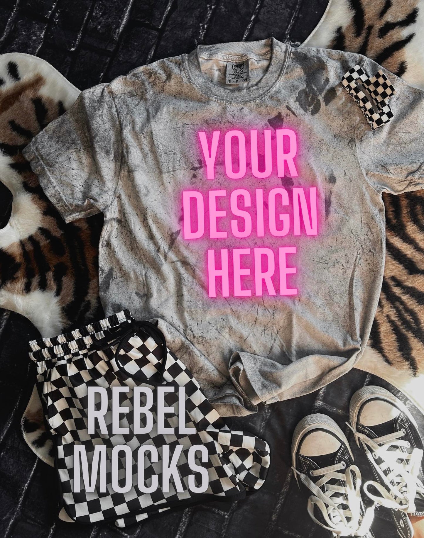 2 Mocks CC Colorblast Checkered EDGY Mock Up Flat Lays