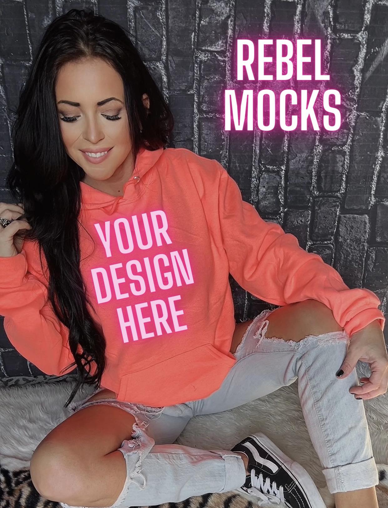 11 Mocks Bundle Combo Neon Hoodies Edgy Trendy Flat Lay & IRL Mock Ups