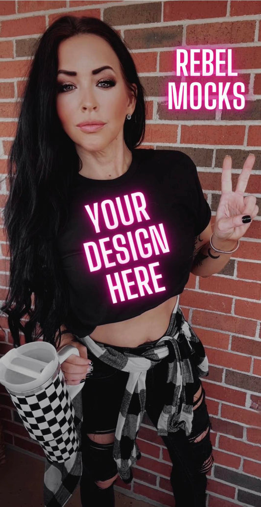 IRL MODEL MOCK EDGY AF Mock Up Black Crop