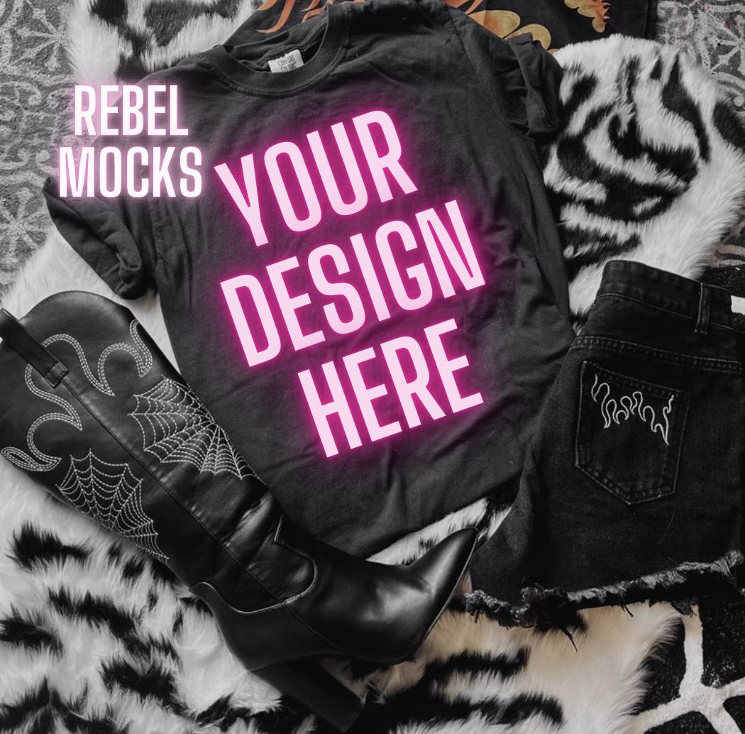 Alternative EDGY Black Tee Flat Lay Mock Up