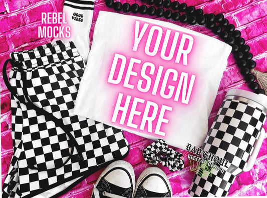 White Tee Flat Lay Mock Up Trendz