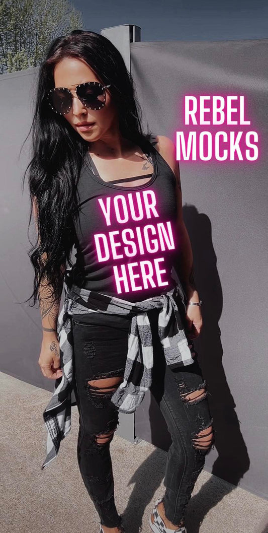 IRL MODEL MOCK EDGY AF Mock Up Black Tank