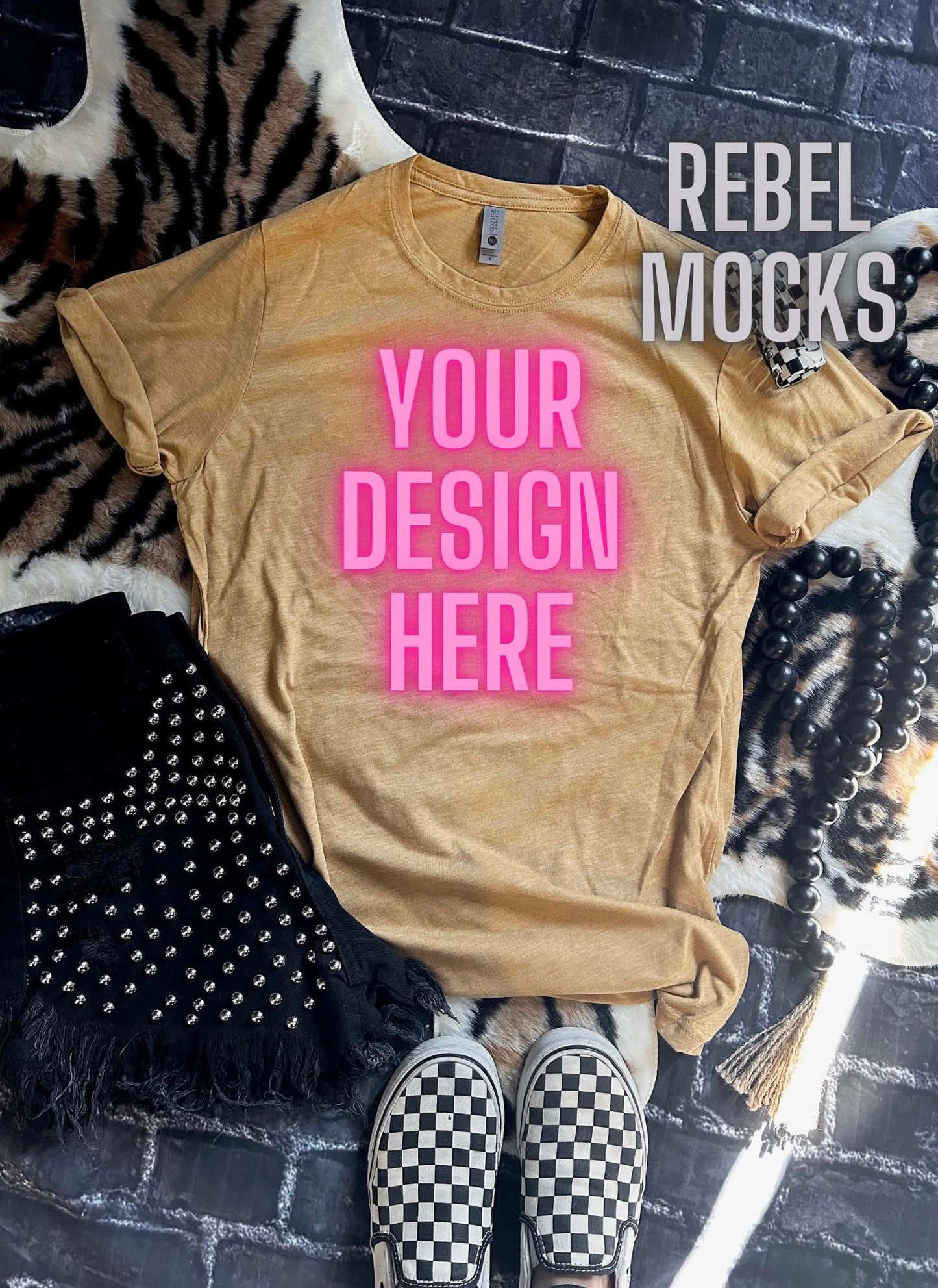 4 MOCK Bundle Next Level Old Gold Mock Up flat lays SUB FRIENDLY