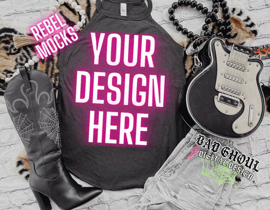 Black Frost Tri Rocker Tank Flat Lay Mock Up TRENDING