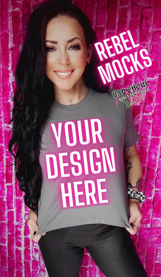 Gray Crop Top Model Mock Up Trendz
