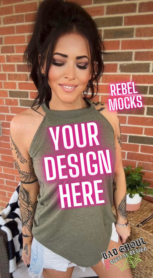 Military Green Tri Rocker Tank IRL Model Mock Up TRENDING