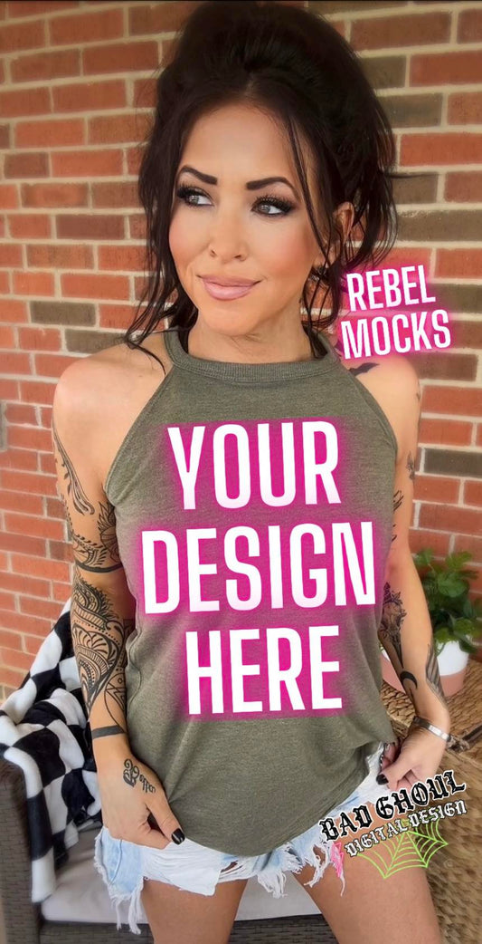 Military Green Tri Rocker Tank IRL Model Mock Up TRENDING