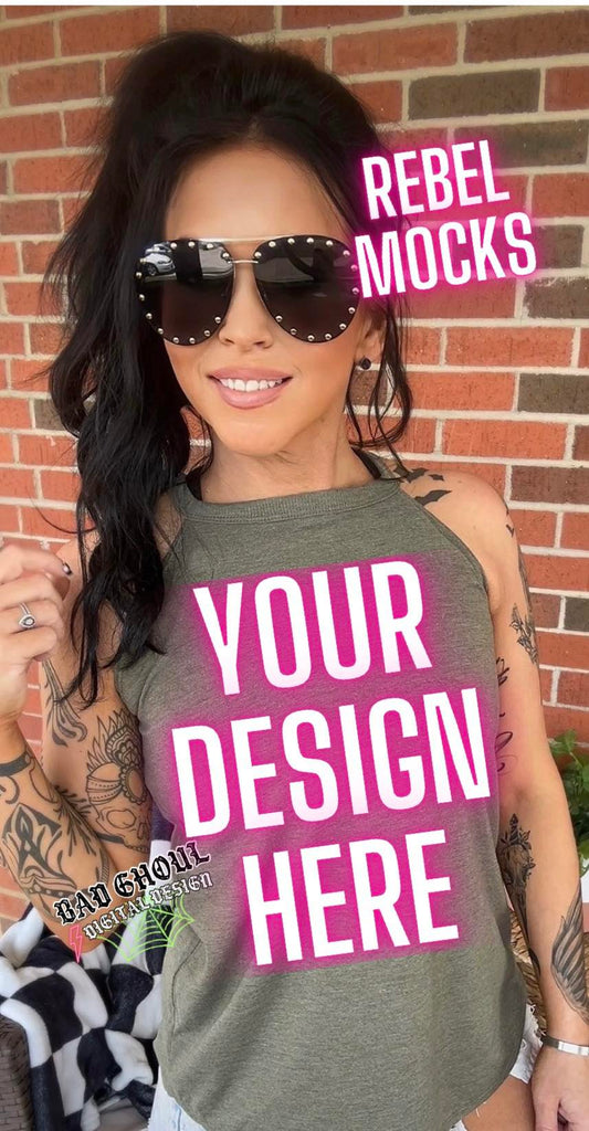 Military Green Tri Rocker Tank IRL Model Mock Up TRENDING