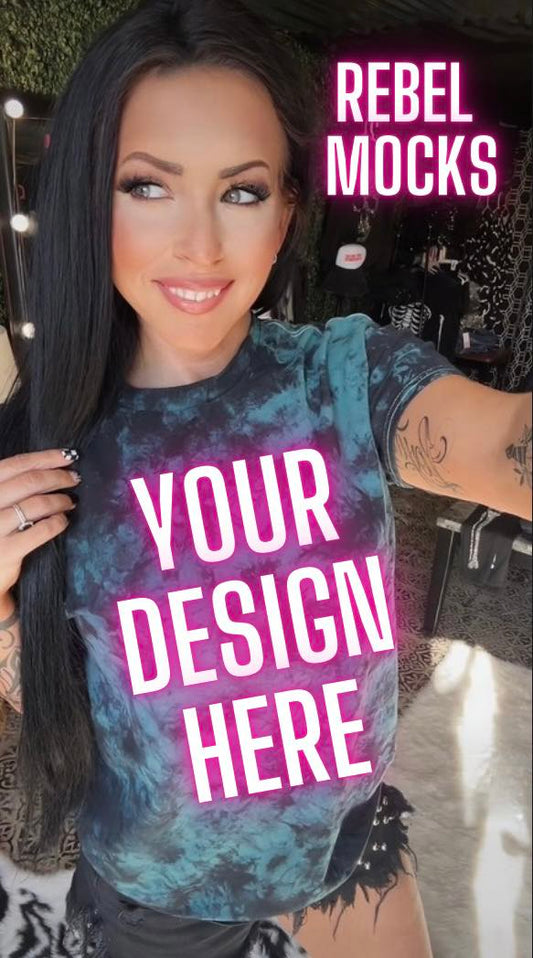 2 Mocks Dyenomite Green and Black Tie Dye IRL model Mock Alternative Edgy Mock Up