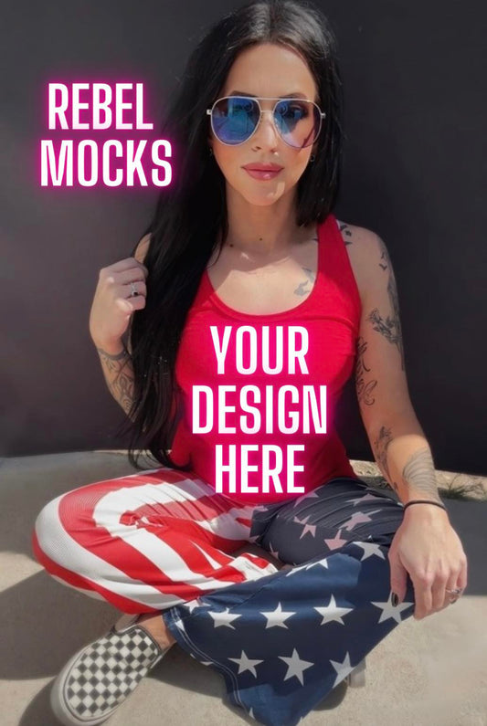 Grungy Red White and Blue Tank  Mockup IRL 2 mocks