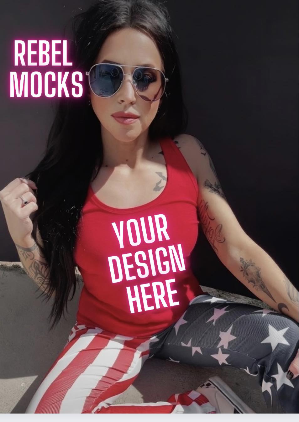 Grungy Red White and Blue Tank  Mockup IRL 2 mocks